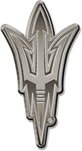 Arizona State University Sun Devils Premium Solid Metal Raised Auto Emblem, Antique Nickel Finish, Shape Cut, Adhesive Backing