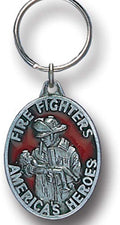 HP Industries Firefighter American Hero Heavy Duty Metal Pewter Keychain Firefighter Key Chain