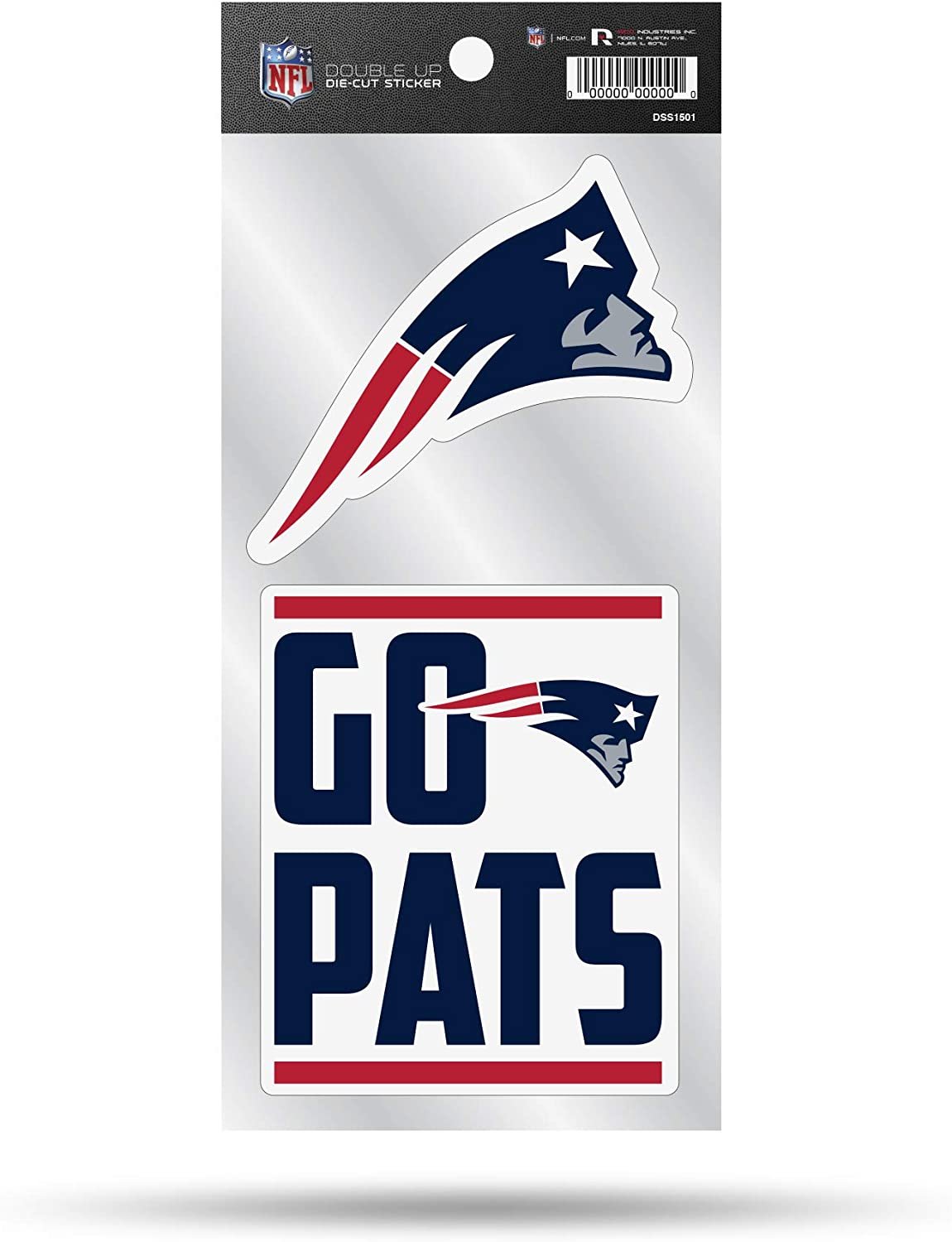 NFL New England Patriots Double Up Die Cut 2-Piece Sticker Sheet