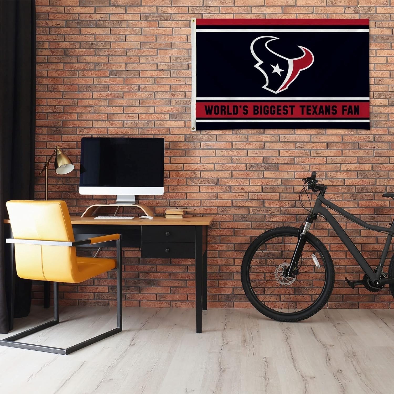 Houston Texans 3x5 Feet Flag Banner, World's Biggest Fan, Metal Grommets, Single Sided, Indoor or Outdoor Use