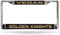 Vegas Golden Knights Metal License Plate Frame Chrome Tag Cover, Laser Acrylic Mirrored Inserts, 12x6 Inch
