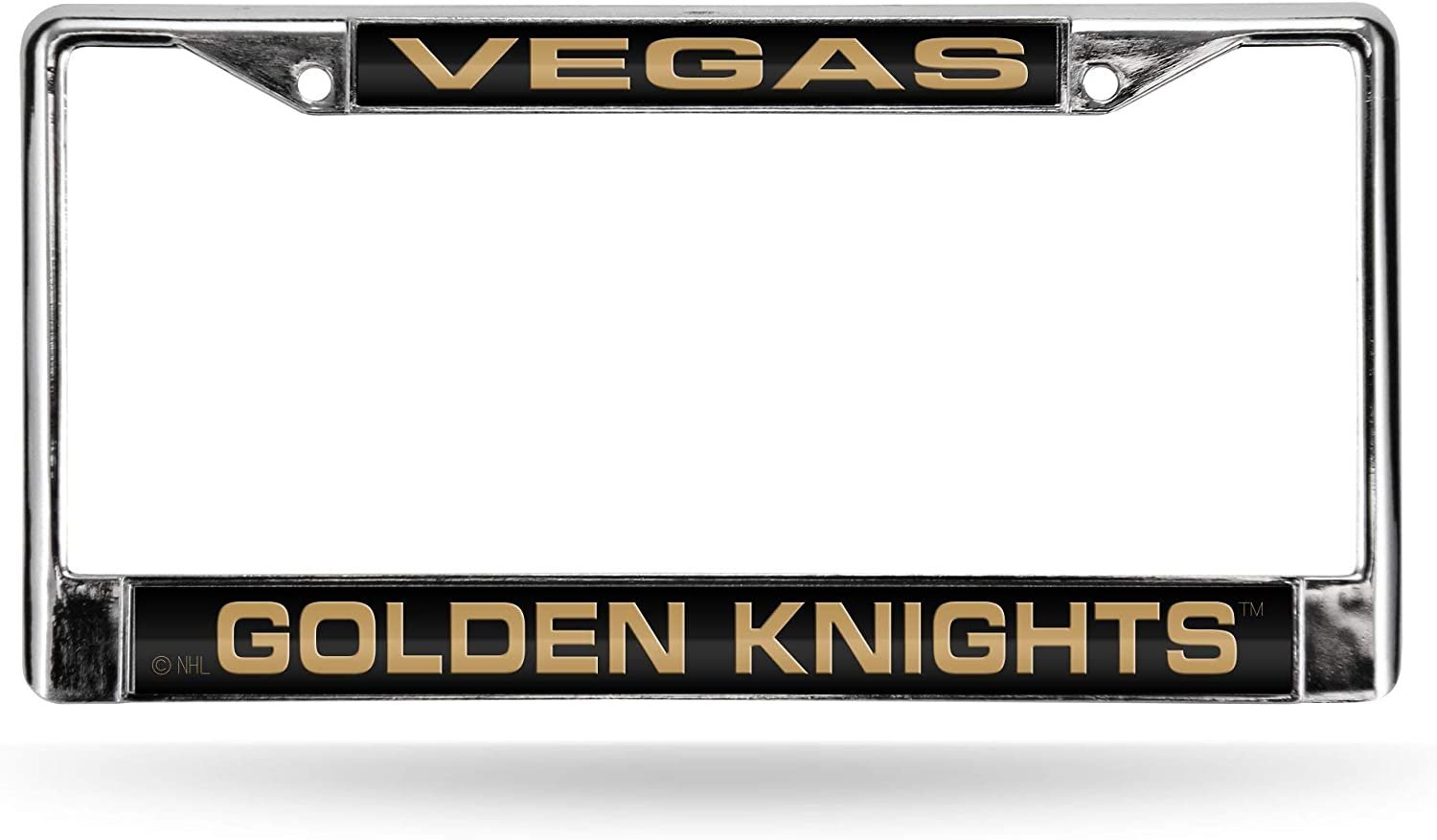 Vegas Golden Knights Metal License Plate Frame Chrome Tag Cover, Laser Acrylic Mirrored Inserts, 12x6 Inch