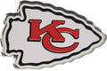 Kansas City Chiefs Auto Emblem, Aluminum Metal, Embossed Team Color, Raised Decal Sticker, Full Adhesive Backing