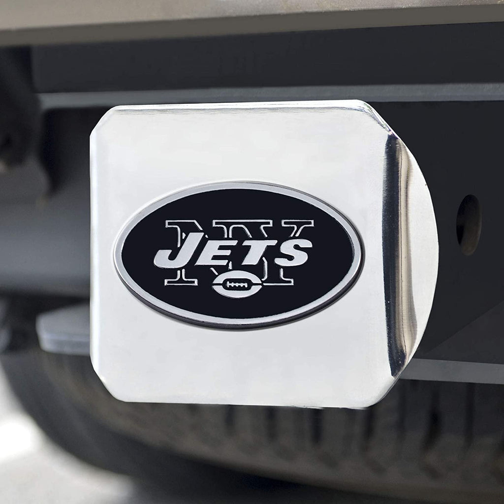 New York Jets Hitch Cover Solid Metal with Raised Chrome Metal Emblem 2" Square Type III