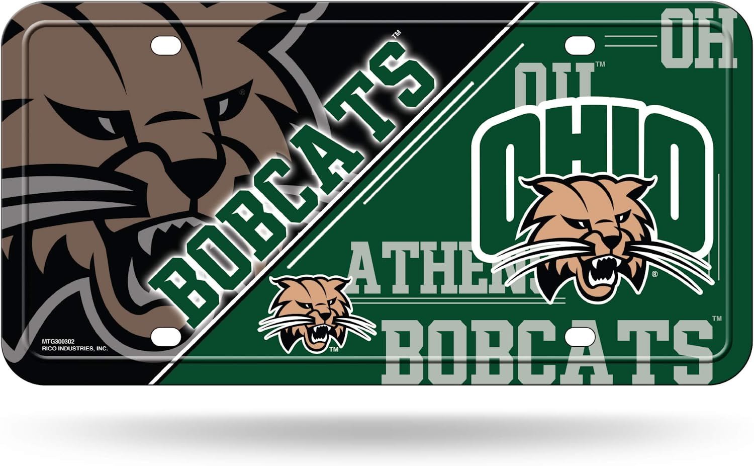 Ohio University Bobcats Metal Tag License Plate Novelty 12x6 Inch Split Design