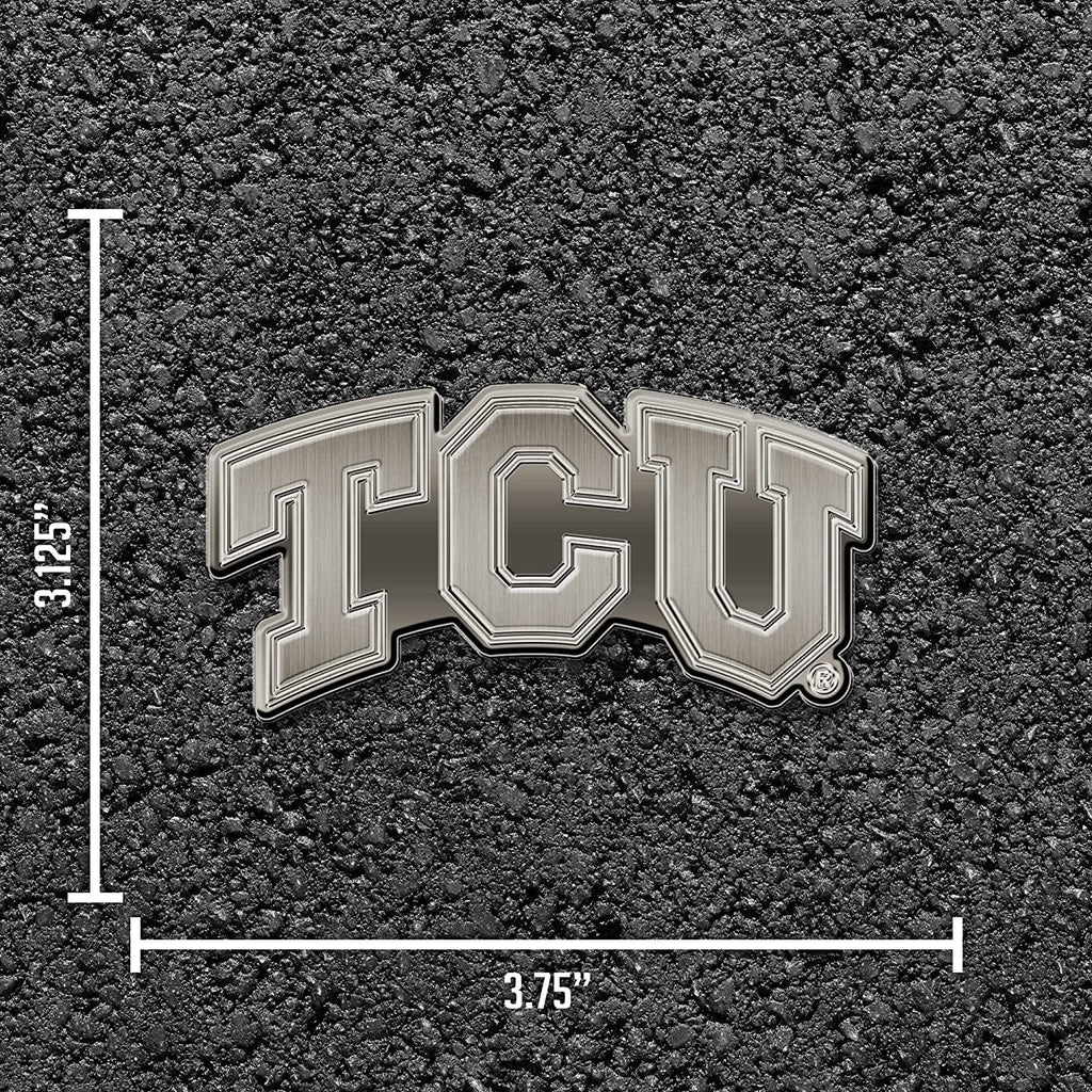 Texas Christian University Horned Frogs TCU Solid Metal Auto Emblem Antique Nickel for Car/Truck/SUV
