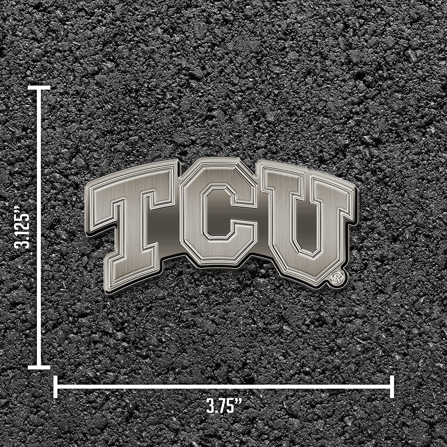 Texas Christian University Horned Frogs TCU Solid Metal Auto Emblem Antique Nickel for Car/Truck/SUV
