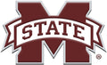 Mississippi State University Bulldogs Premium Solid Metal Raised Auto Emblem, Team Color, Shape Cut, Adhesive Backing