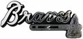 Atlanta Braves Auto Emblem, Plastic Molded, Silver Chrome Color, Raised 3D Effect, Adhesive Backing