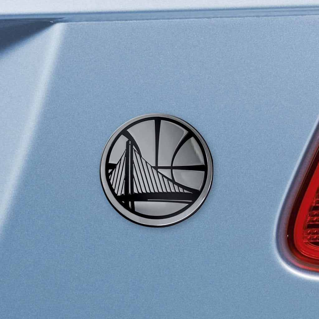 Golden State Warriors Solid Metal Chrome Auto Emblem Decal Raised Adhesive Backing