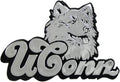 University of Connecticut Huskies Uconn Silver Chrome Color Auto Emblem Molded Raised Adhesive Tape Backing