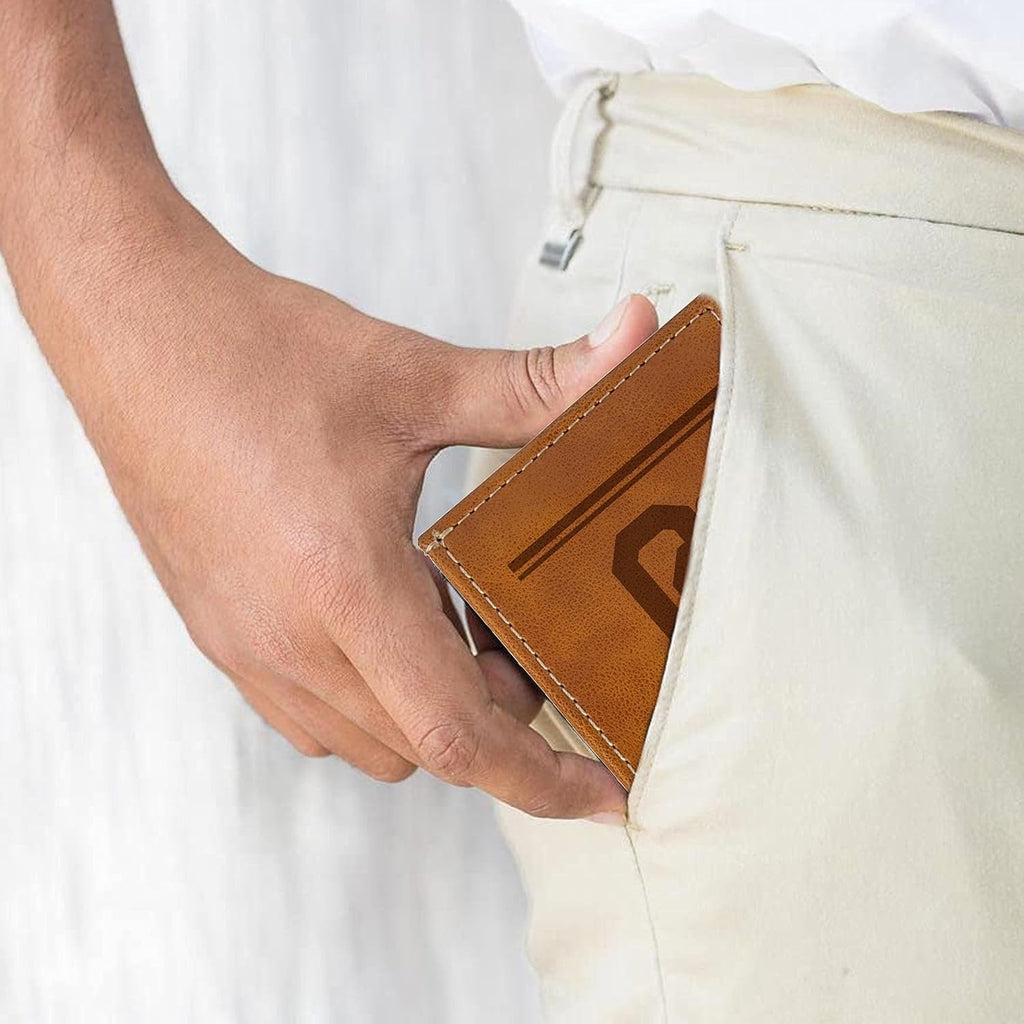 NCAA Oklahoma Sooners Men’s Front ID Pocket Brown Wallet- Premium 8 Pocket Laser-Engraved Team Logo on Vegan Leather- Minimalist Design, Credit Card Holder- Ideal for Travel or Men’s Gift