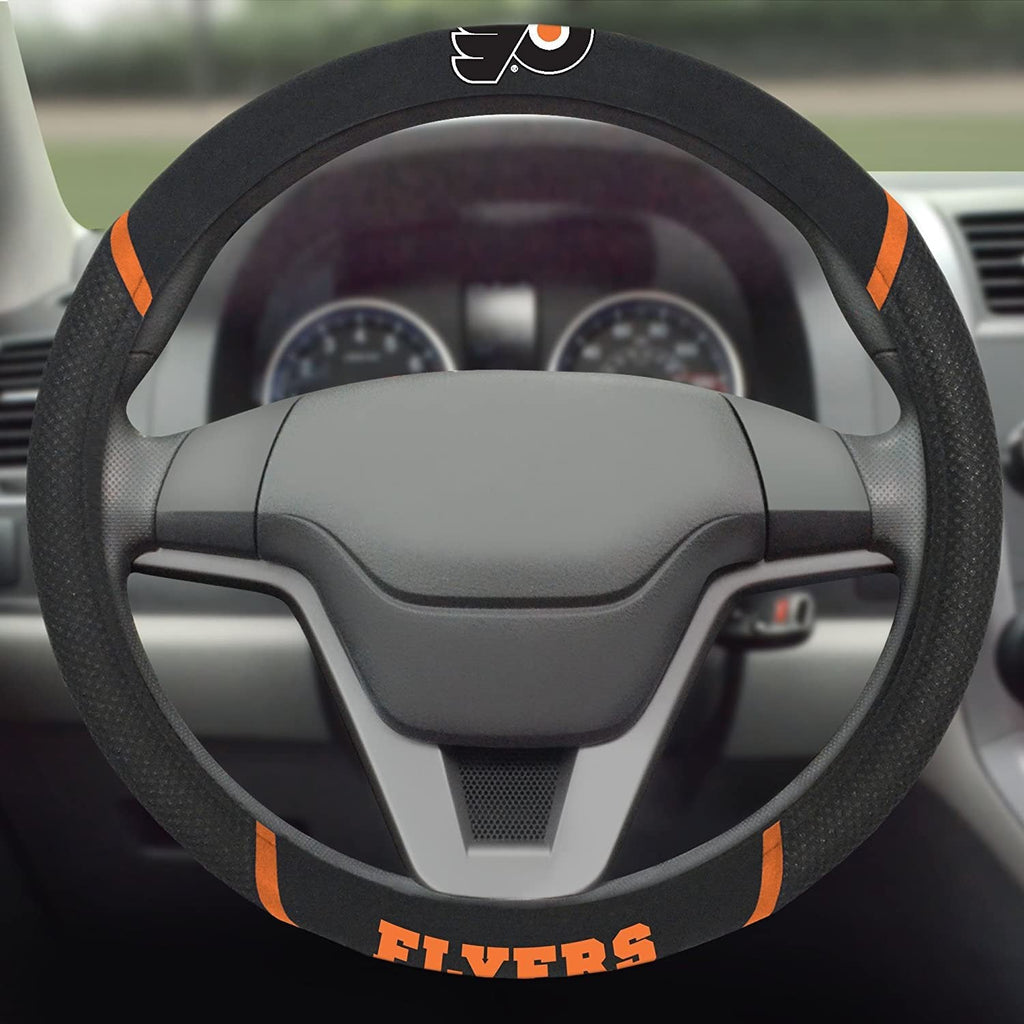 Philadelphia Flyers Steering Wheel Cover Premium Embroidered Black 15 Inch