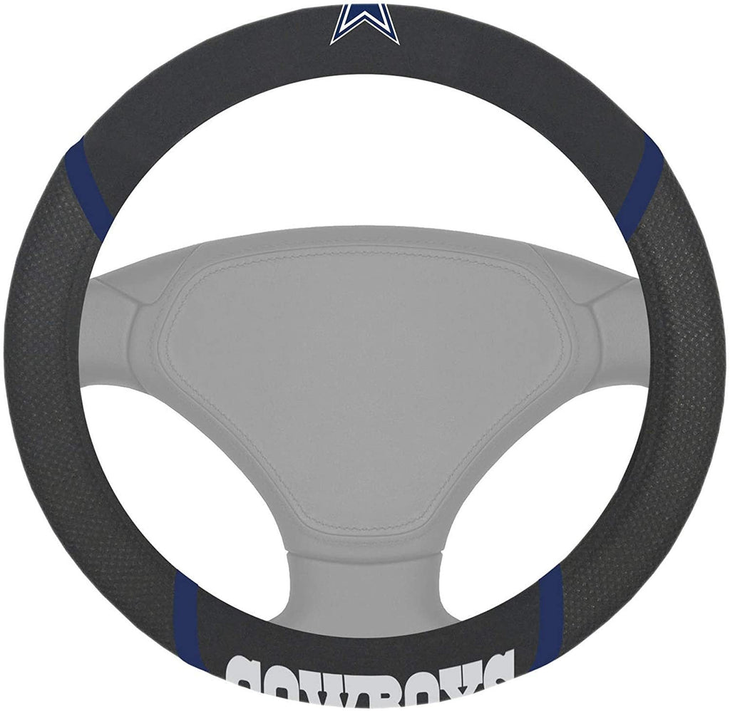 Dallas Cowboys Premium 15 Inch Black Emroidered Steering Wheel Cover