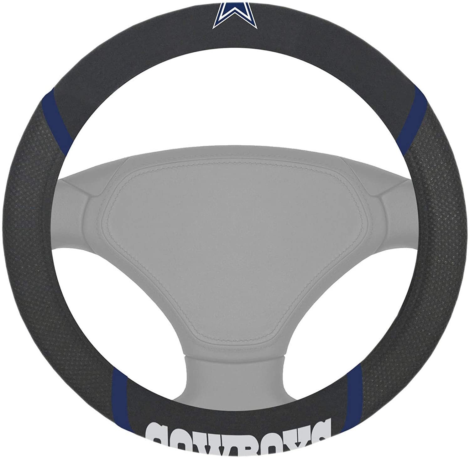 Dallas Cowboys Premium 15 Inch Black Emroidered Steering Wheel Cover