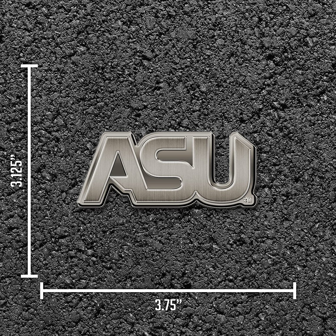Alabama State University Hornets Premium Solid Metal Raised Auto Emblem, Antique Nickel Finish, Shape Cut, Adhesive Backing
