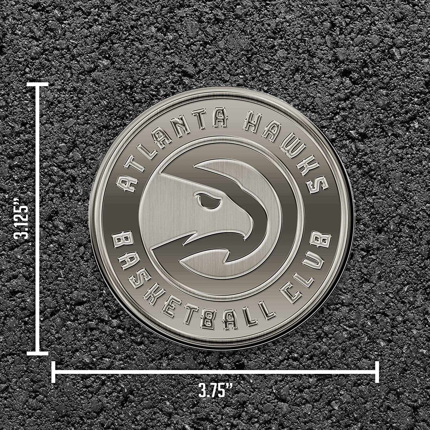 Atlanta Hawks Solid Metal Auto Emblem Antique Nickel for Car/Truck/SUV