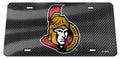 Ottawa Senators Premium Laser Cut Tag License Plate, Carbon Fiber Design, Mirrored Inlaid Acrylic, 12x6 Inch