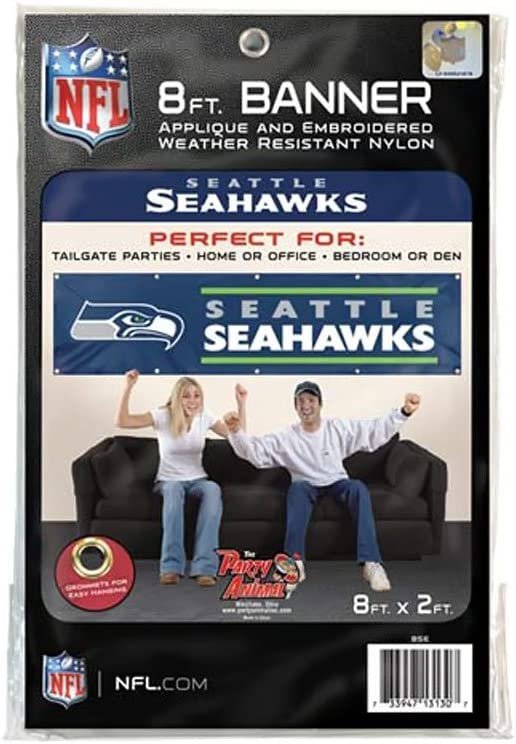 Seattle Seahawks Huge 8x2 Feet Premium Emboridered Banner Flag Metal Grommets