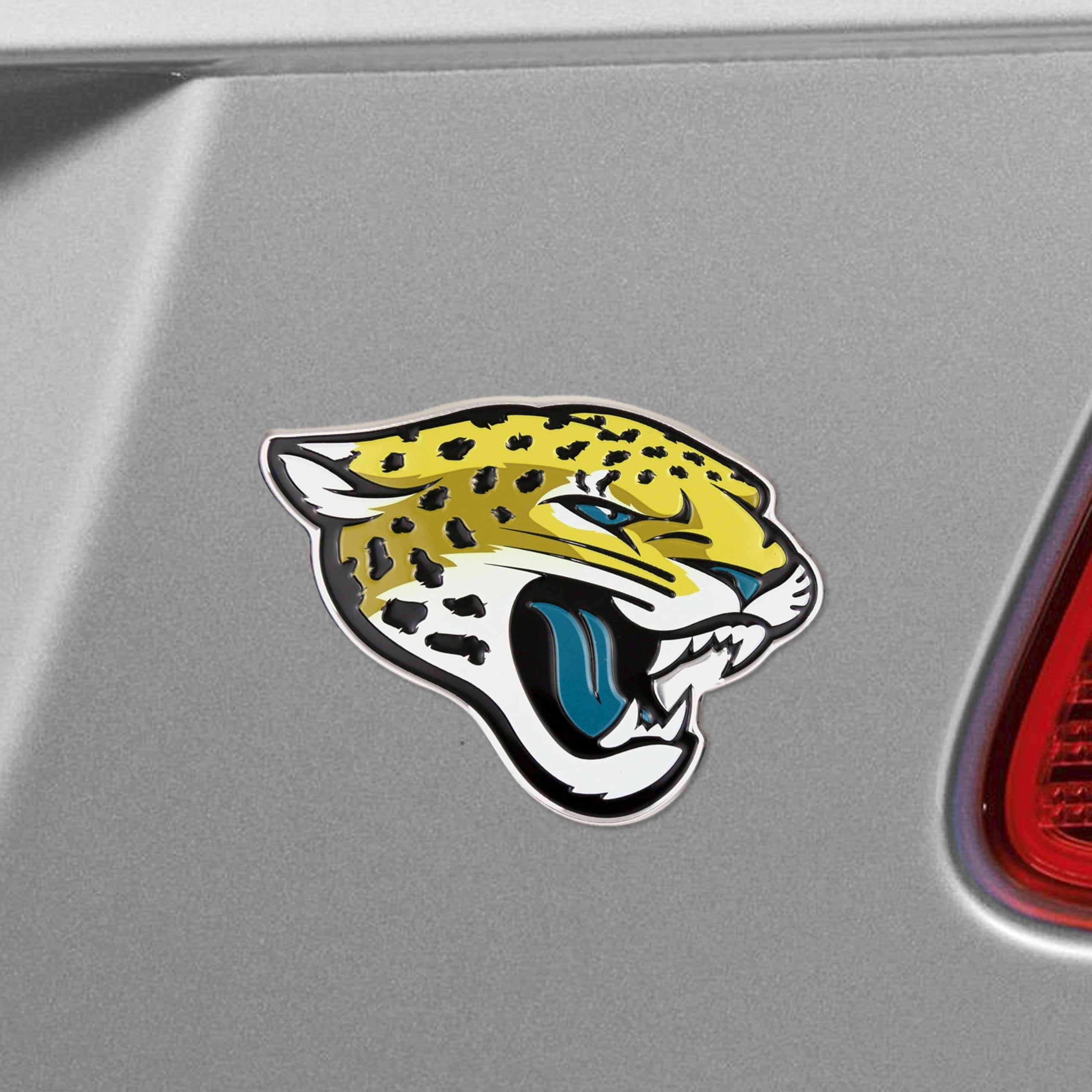 Jacksonville Jaguars Premium Aluminum Metal Raised Auto Emblem, Primary Logo, Color Embossed, Full Adhesive Backing