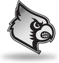 University of Louisville Cardinals Silver Chrome Color Auto Emblem, Raised Molded Plastic, 3.5 Inch, Adhesive Tape Backing