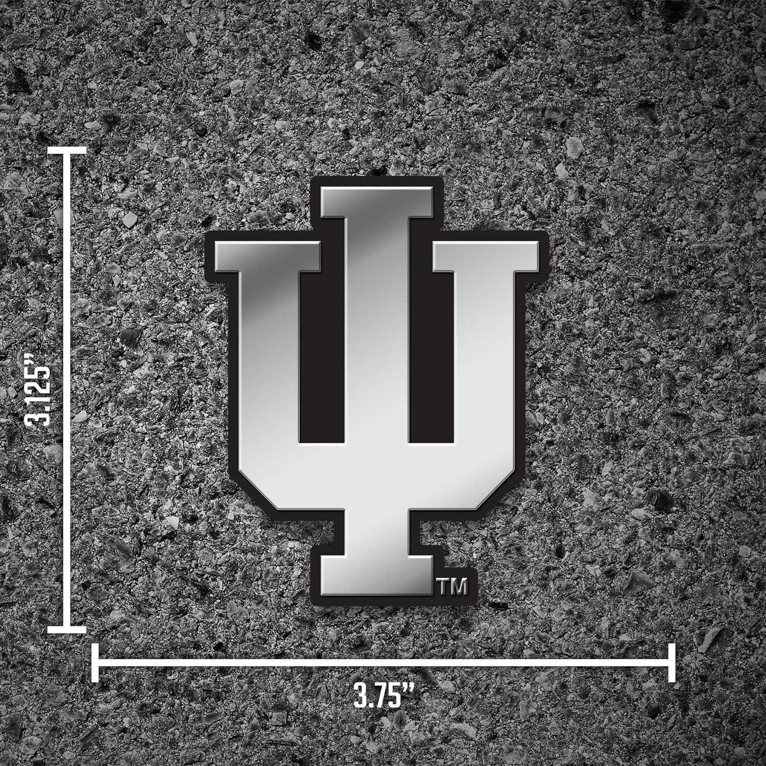 Indiana University Hoosiers Auto Emblem, Silver Chrome Color, Raised Molded Plastic, 3.5 Inch, Adhesive Tape Backing