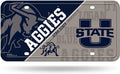 Utah State University Aggies Metal Auto Tag License Plate, Split Design, 6x12 Inch