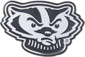 University of Wisconsin Badgers Silver Chrome Color Auto Emblem, Raised Molded Plastic, 3.5 Inch, Adhesive Tape Backing