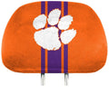 Clemson University Tigers Premium Pair of Auto Head Rest Covers, Full Color Printed, Elastic, 10x14 Inch