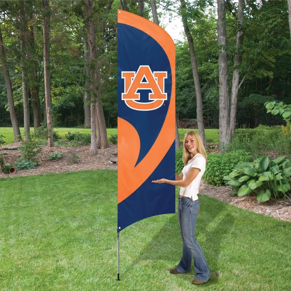 Auburn University Tigers Tall Team Flag Tailgating Flag Kit 8.5 x 2.5 feet with Pole