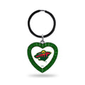 Wild Colored Rhinestone Heart Keychain - Green