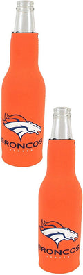 Denver Broncos Pair of 16oz Drink Zipper Bottle Cooler Insulated Neoprene Beverage Holder, Logo Design