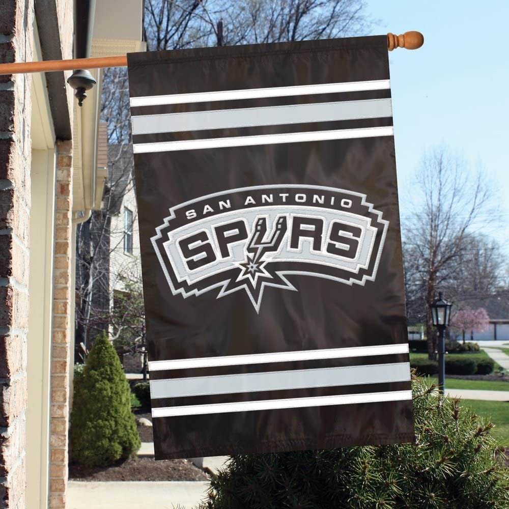 San Antonio Spurs House Banner Flag Applique Embroidered Double Sided 44 x 28