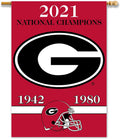 University of Georgia Bulldogs 2021 Championship Years Premium 2-Sided Banner Flag, 28x40 Inch, Sleeve at Top for Accepting Pole, Display Pole Sold Seperately