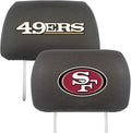 San Francisco 49ers Pair of Premium Auto Head Rest Covers, Embroidered, Black Elastic, 14x10 Inch