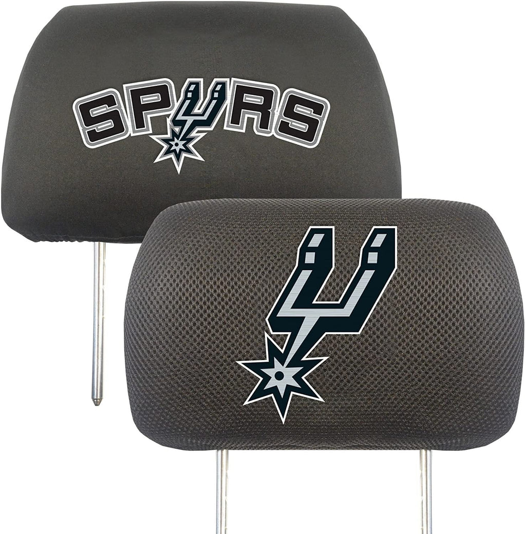 San Antonio Spurs Pair of Premium Auto Head Rest Covers, Embroidered, Black Elastic, 14x10 Inch