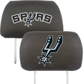 San Antonio Spurs Pair of Premium Auto Head Rest Covers, Embroidered, Black Elastic, 14x10 Inch