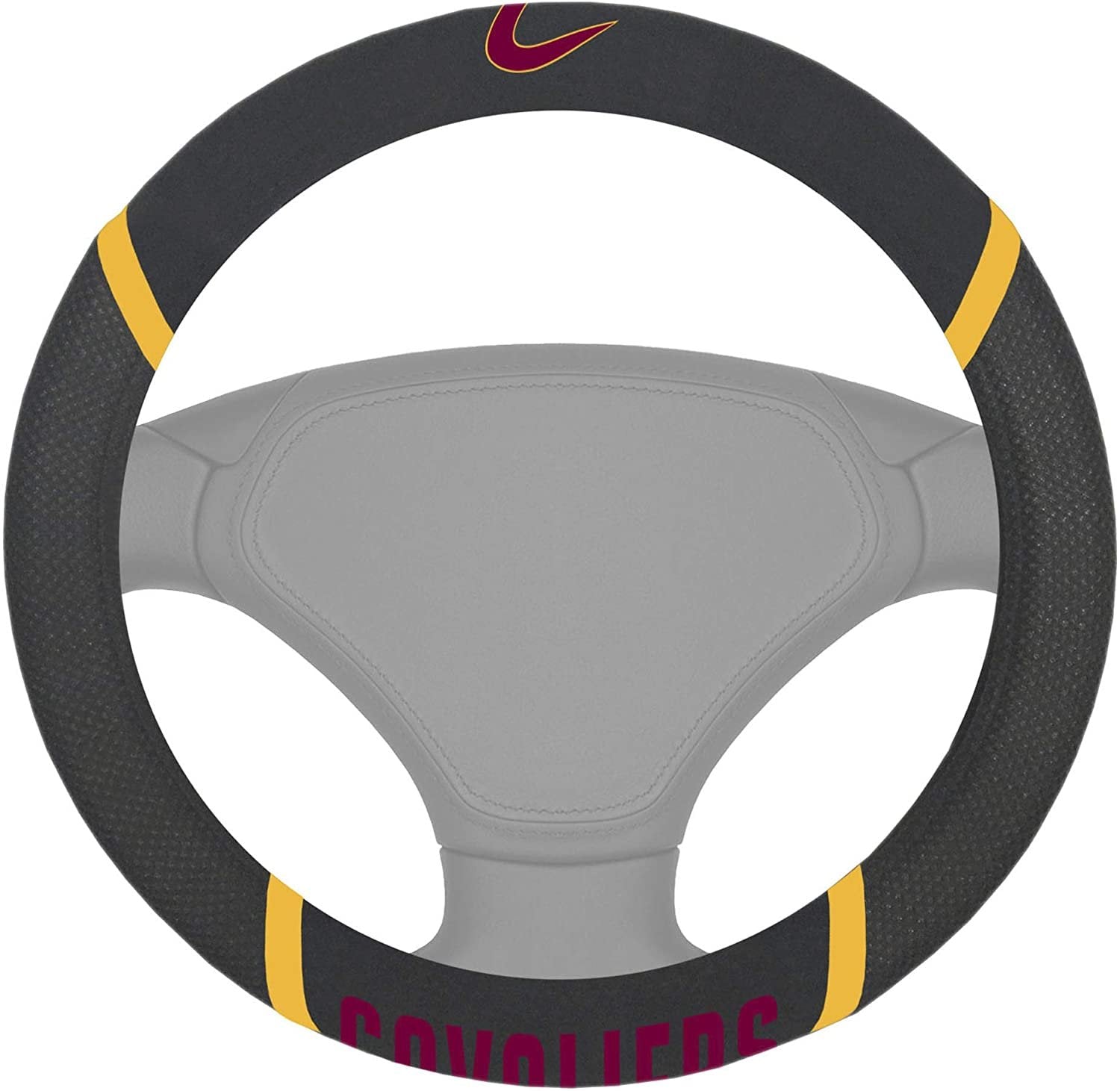Cleveland Cavaliers Steering Wheel Cover Premium Embroidered Black 15 Inch