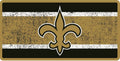 New Orleans Saints Premium Laser Cut Tag License Plate, Vintage Style, Mirrored Inlaid Acrylic, 12x6 Inch