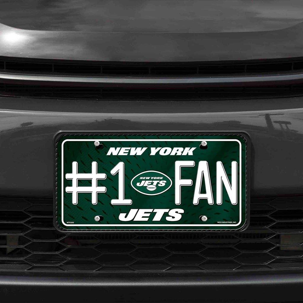 New York Jets Metal Auto Tag License Plate, #1 Fan Design, 12x6 Inch