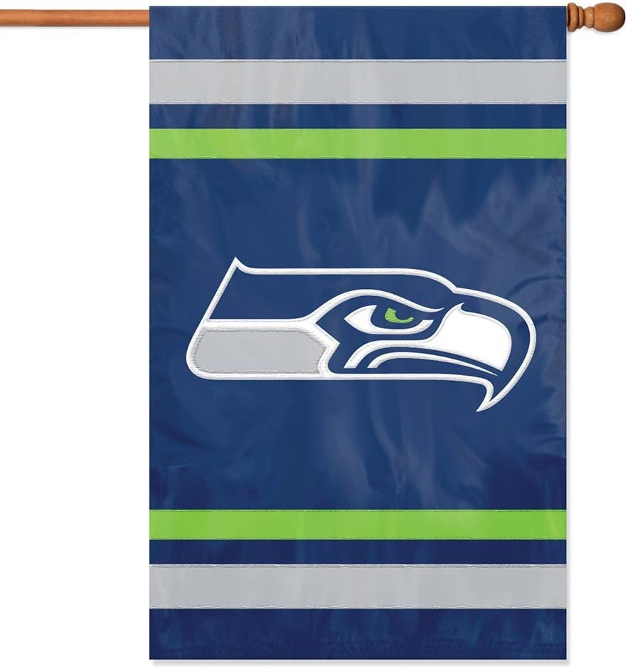 Seattle Seahawks Premium Double Sided House Banner Flag, 28x44 Inch, Applique Emroidered, Logo Design