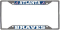 Atlanta Braves Metal License Plate Frame Tag Cover Chrome 6x12 Inch