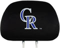 Colorado Rockies Premium Pair of Auto Head Rest Covers, Black, Elastic, 10x14 Inch