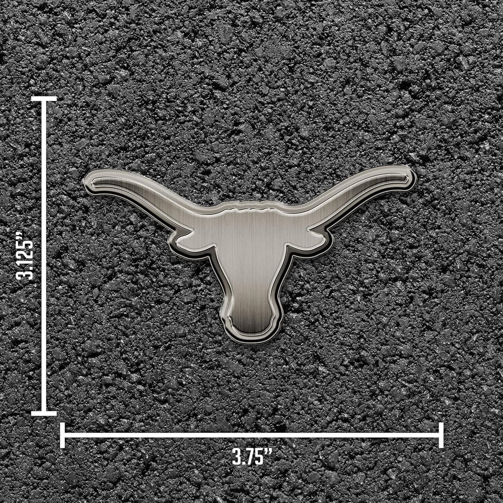 University of Texas Longhorns Auto Emblem Solid Metal Raised Die Cut Antique Nickel Finish Adhesive Backing