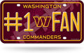Washington Commanders Metal Auto Tag License Plate, #1 Fan Design, 6x12 Inch