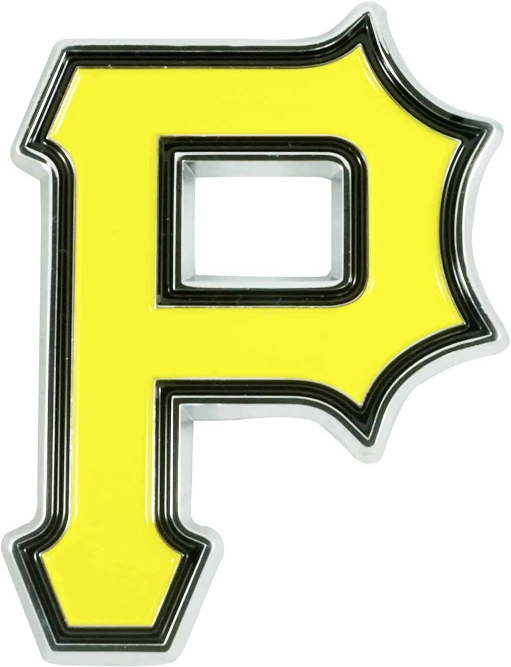 Pittsburgh Pirates Premium Solid Metal Color Raised Auto Emblem Shape Cut Adhesive Backing