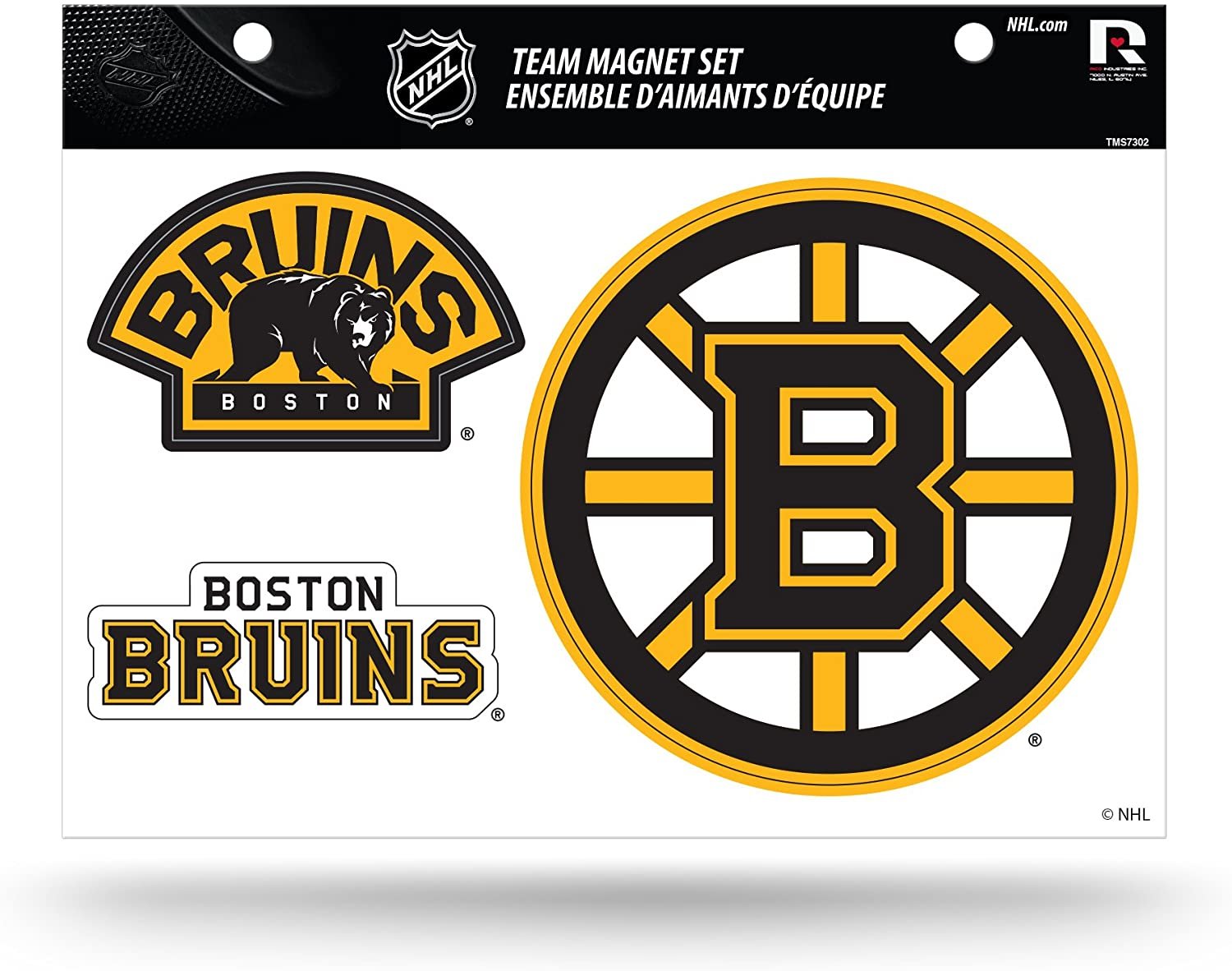 Rico Industries NHL Boston Bruins Die Cut Team Magnet Set Sheet , 8.5 x 11"