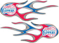 Los Angeles Clippers Pair of Decal Sticker Emblem, Air Puffed Raised, Micro Flame Design, Full Adhesive Backing, 2x5 Inch Each