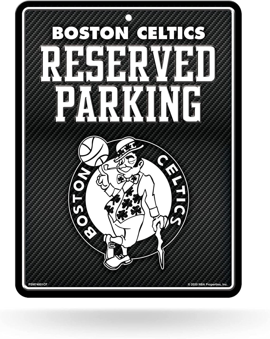 Boston Celtics Metal Parking Novelty Wall Sign 8.5 x 11 Inch Carbon Fiber Design