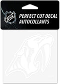 Nashville Predators 4x4 Inch Die Cut Decal Sticker, White Logo, Clear Backing